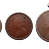 Set of 3 Copper Coins Victoria Empress, British India Uniform Coinage, Collectible