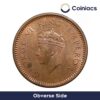 UNC 1/2 Pice George VI King Emperor (1939-40) Bronze Coin, British India Uniform Coinage, UNC. - Image 2
