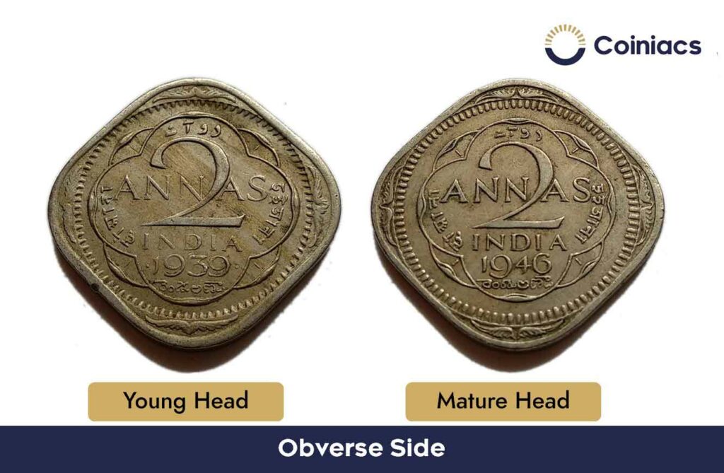 Set of 2 George VI 2 Annas Cupro-Nickel old coins - Coiniacs