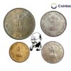 Set of 4 commemorative Centennial - Mahatma Gandhi?s Birth coins 1969, Republic India Decimal Series, Collectible (10 rupees, 1 rupee, 50 paise, 20 paise)