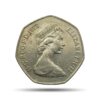 50 New Pence Elizabeth II (2nd Portrait 1969-1981 Big Size) Copper-Nickel Foreign Coin, United Kingdom, Collectible