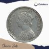 1/4 Rupee Victoria Queen 1862 Silver Coin, British India Uniform Coinage, XF - Image 2