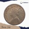 Two Annas Victoria Empress 1892 Calcutta Mint Silver Coin, British India Uniform Coinage, Fine - Image 2