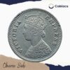 Two Annas Victoria Empress 1896 'B' Incuse Bombay Mint Silver Coin, British India Uniform Coinage, Collectible. - Image 2