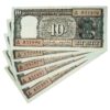 NOTAPHILY Rare Authentic Vintage Set of UNC 10 Rupees Black Boat (5 Pieces SET), UNC.