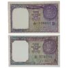NOTAPHILY Scarce SET of 1 Rupee L. K. Jha 1957 & 1963, Republic India Numismatics Note, UNC