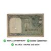 NOTAPHILY Scarce 1 Rupee 2nd Issue (1950-55) Governor K. G. Ambegaokar Plain Inset, C-50 Prefix, Republic India Bank Note, (A2) Collectible. - Image 4