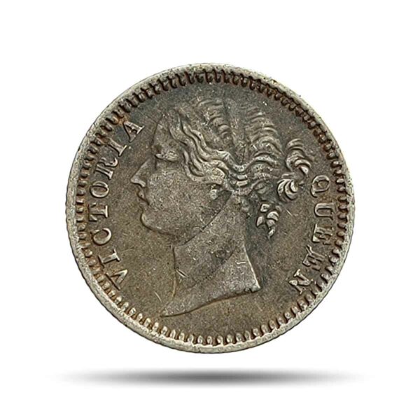 Scarce 1/4 Rupee Victoria Queen Divided Legend 1840 CE (Sheriff ) 10 Berries (6L +4R ) Silver coin, British India Uniform Coinage, Collectible.