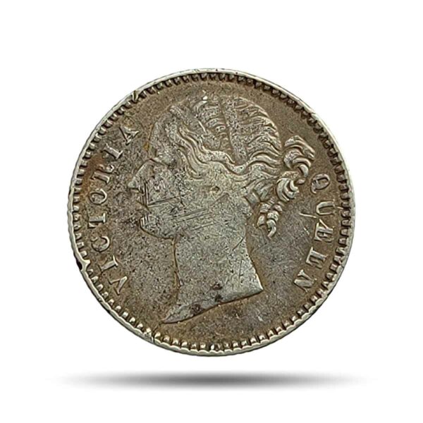 Scarce 1/4 Rupee Victoria Queen Divided Legend 1840 CE (Sheriff ) 10 Berries (6L +4R ) Silver coin, British India Uniform Coinage, Collectible.