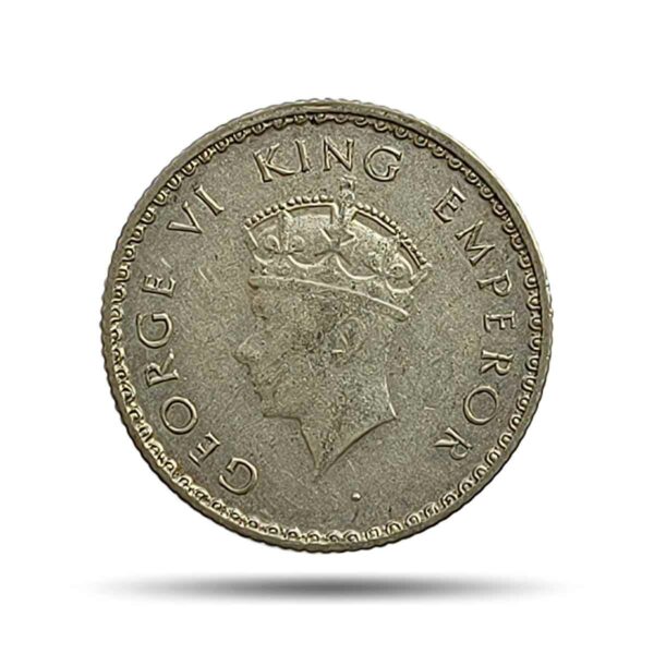 Scarce 1/4 Rupee George VI King Emperor (Head Type - I 'Young Head') 1940 CE Bombay Mint Silver Coin, British India Uniform Coinage, Collectible.