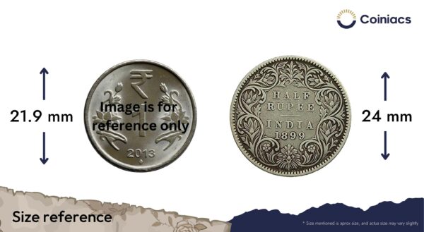 Scarce Half Rupee Victoria Empress 1899 Calcutta Mint ('C' Incuse) Silver Coin, British India Uniform Coinage, Collectible. - Image 4