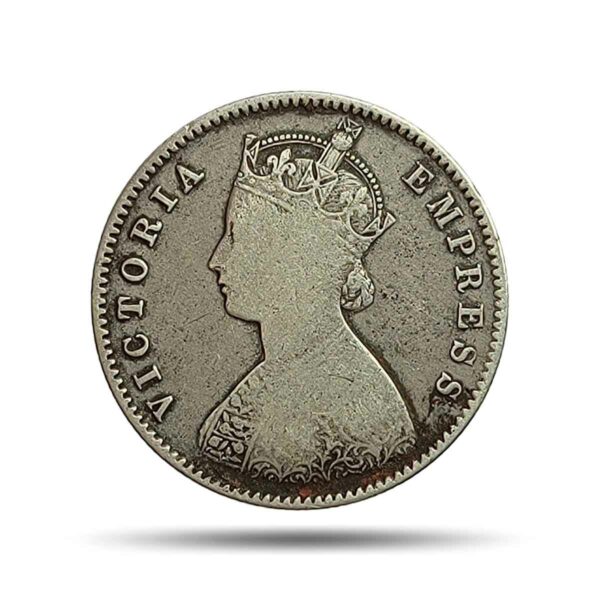 Scarce Half Rupee Victoria Empress 1899 Calcutta Mint ('C' Incuse) Silver Coin, British India Uniform Coinage, Collectible.