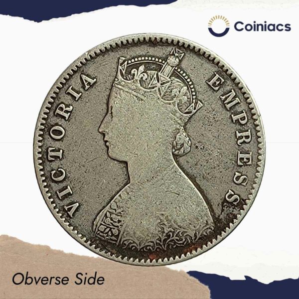 Scarce Half Rupee Victoria Empress 1899 Calcutta Mint ('C' Incuse) Silver Coin, British India Uniform Coinage, Collectible. - Image 2