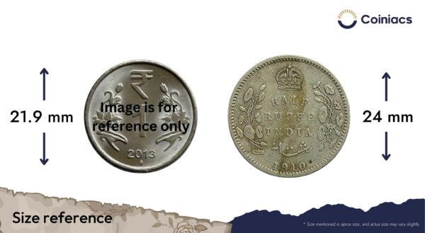 Scarce Half Rupee Edward VII 1910 Calcutta Mint Silver Coin, British India Uniform Coinage, Fine. - Image 4