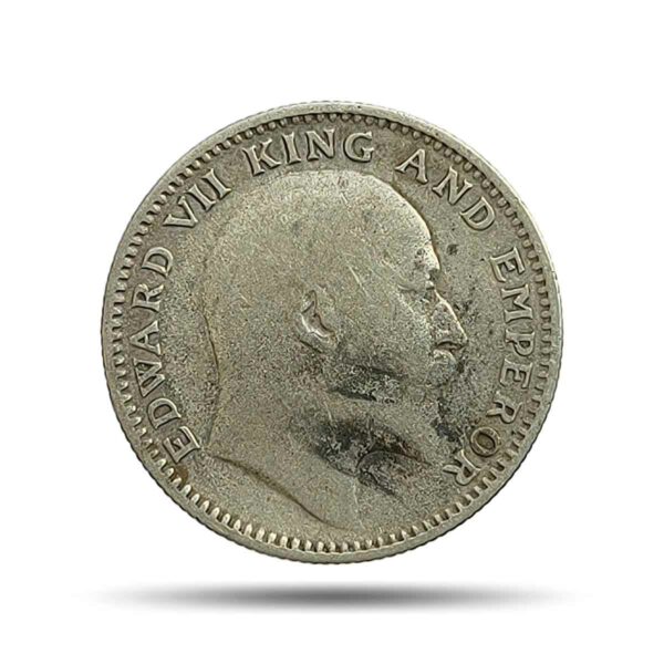 Scarce Half Rupee Edward VII 1910 Calcutta Mint Silver Coin, British India Uniform Coinage, Fine.