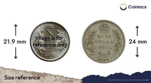 Scarce Half Rupee Edward VII 1907 Calcutta Mint Silver Coin, British India Uniform Coinage, Collectible. - Image 4