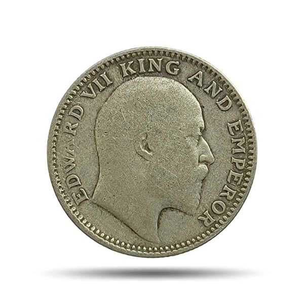 Scarce Half Rupee Edward VII 1907 Calcutta Mint Silver Coin, British India Uniform Coinage, Collectible.