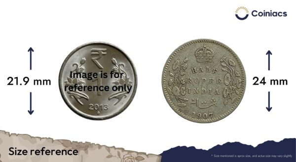 Scarce Half Rupee Edward VII 1907 Calcutta Mint Silver Coin, British India Uniform Coinage, Collectible. - Image 4