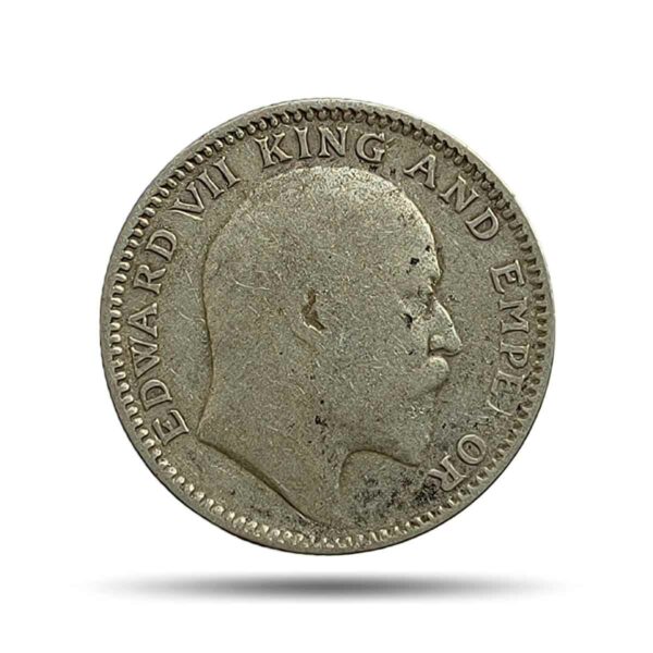 Scarce Half Rupee Edward VII 1907 Calcutta Mint Silver Coin, British India Uniform Coinage, Collectible.