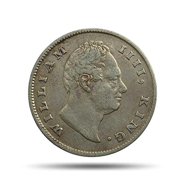 Scarce One Rupee William IIII 1835 Calcutta Mint (Obv-A, Rev-I) Silver Coin, British India Uniform Coinage, Collectible.