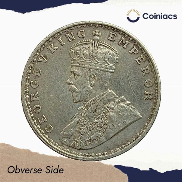 Rare One Rupee George V 1911 CE (Pig Rupee) Bombay Mint Silver coin, British India Uniform Coinage, Collectible. - Image 2