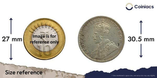 Rare One Rupee George V 1921 CE (Key Date) Bombay Mint Silver coin, British India Uniform Coinage, Collectible. - Image 4