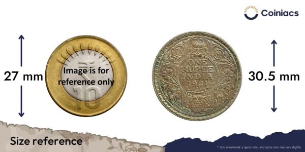 Rare One Rupee George V 1921 CE (Key Date) Bombay Mint Silver coin, British India Uniform Coinage, UNC (Toned). - Image 4