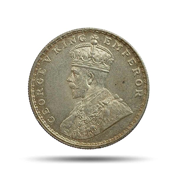 Rare One Rupee George V 1921 CE (Key Date) Bombay Mint Silver coin, British India Uniform Coinage, UNC (Toned).