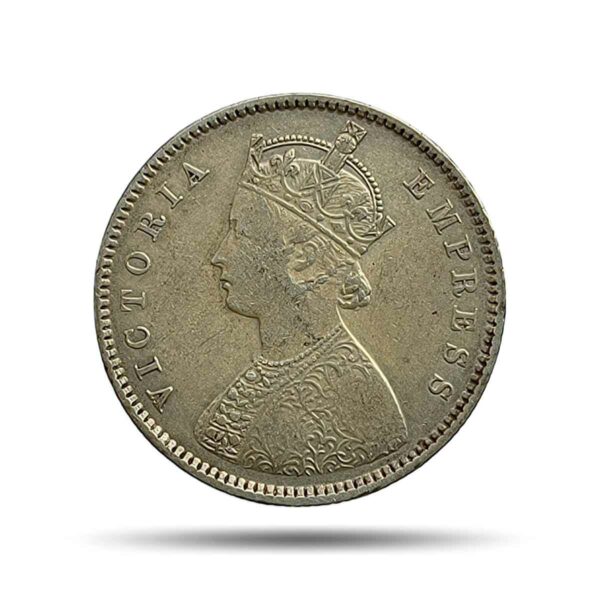 Scarce Half Rupee Victoria Empress 1899 Bombay Mint (Inverse B incuse) Silver Coin, British India Uniform Coinage, Collectible.