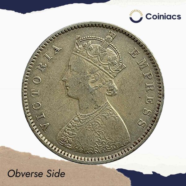 Scarce Half Rupee Victoria Empress 1899 Bombay Mint (Inverse B incuse) Silver Coin, British India Uniform Coinage, Collectible. - Image 2