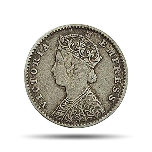 Scarce Two Annas Victoria Empress 1901 Calcutta Mint ('C' Incused) Silver Coin, British India Uniform Coinage, Collectible.