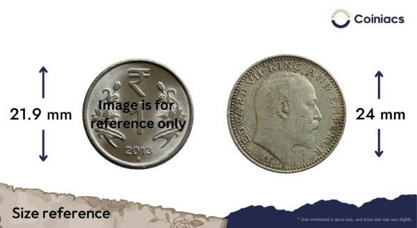 Rare Half Rupee Edward VII 1909 (Key Date) Calcutta Mint Silver Coin, British India Uniform Coinage, Collectible. - Image 4