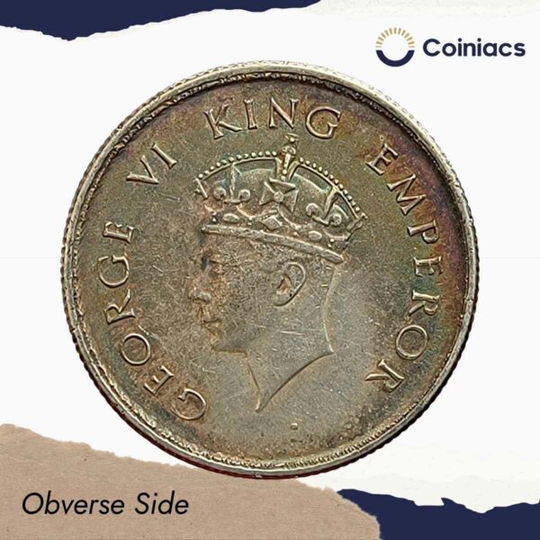 Half Rupee George VI King Emperor 1939 Calcutta Mint Silver Coin, British India Uniform Coinage, Collectible. - Image 2