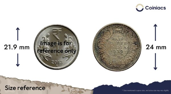 Half Rupee George VI King Emperor 1939 Calcutta Mint Silver Coin, British India Uniform Coinage, Collectible. - Image 4