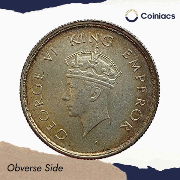 Half Rupee George VI King Emperor 1939 Calcutta Mint Silver Coin, British India Uniform Coinage, UNC. - Image 2