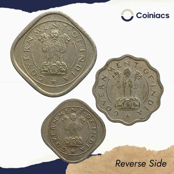 Scarce SET of Bull Anna Coins 2 Annas, 1 Anna, Half Anna 1954 Cupro-Nickel (3 Coins SET), Republic India Anna Series, Collectible. - Image 3