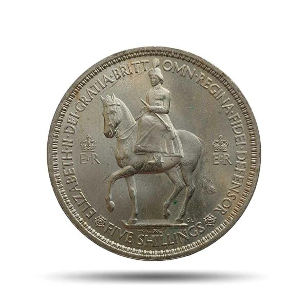 5 Shillings Elizabeth II Coronation 1953 Royal Mint London Cupro-Nickel Commemorative Coin, United Kingdom, UNC.