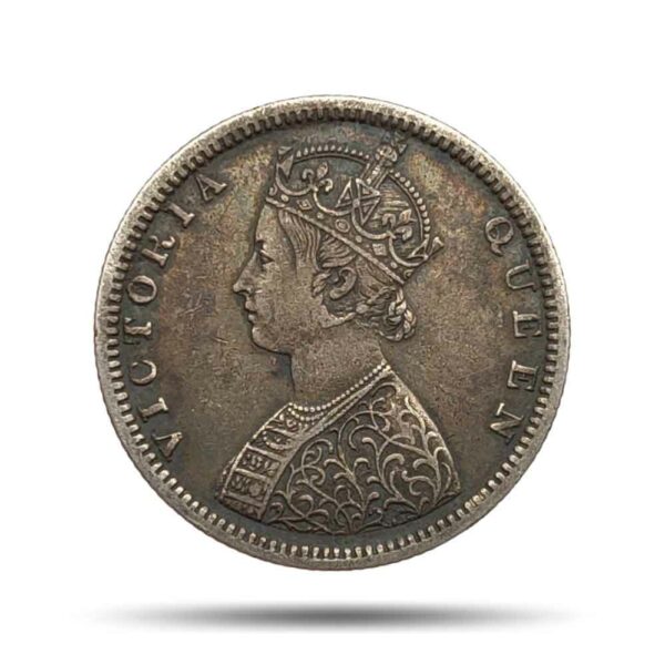 Half Rupee Victoria Queen 1862 Silver Coin, British India Uniform Coinage, Collectible. - Image 2