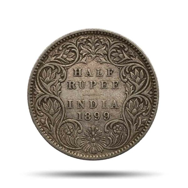 Half Rupee Victoria Empress 1899 Silver Coin, British India Uniform Coinage, Collectible.
