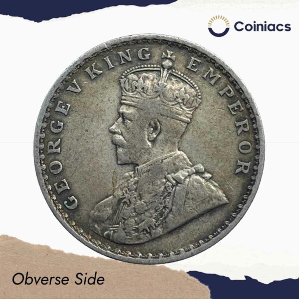 Rare One Rupee George V 1911 CE (Pig Rupee) Calcutta Mint Silver coin, British India Uniform Coinage, Collectible. - Image 2