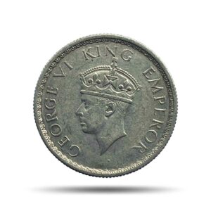 Scarce Mature Head Half Rupee George VI King Emperor 1939 Calcutta Mint (Head Type II) Silver Coin, British India Uniform Coinage, Collectible.