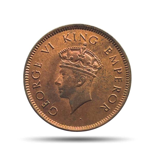 Scarce Young Head Quarter Anna George VI King Emperor 1940 Bombay Mint (Head Type I) Bronze Coin, British India Uniform Coinage, UNC