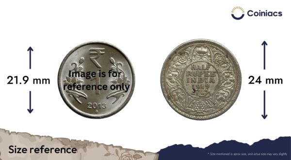 Scarce Half Rupee George V King Emperor 1919 Bombay Mint Silver Coin, British India Uniform Coinage, Collectible. - Image 4