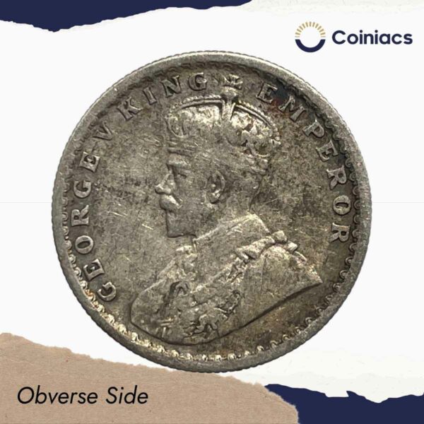 Scarce Half Rupee George V King Emperor 1933 Calcutta Mint Silver Coin, British India Uniform Coinage, Collectible. - Image 2
