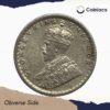 Scarce 1/4 Rupee George V King Emperor 1936 Calcutta Mint Silver Coin, British India Uniform Coinage, Collectible. - Image 2