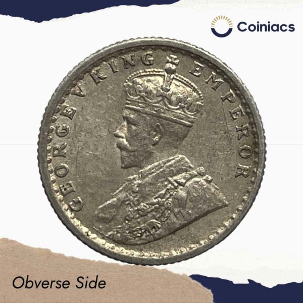 Scarce 1/4 Rupee George V King Emperor 1936 Calcutta Mint Silver Coin, British India Uniform Coinage, Collectible. - Image 2