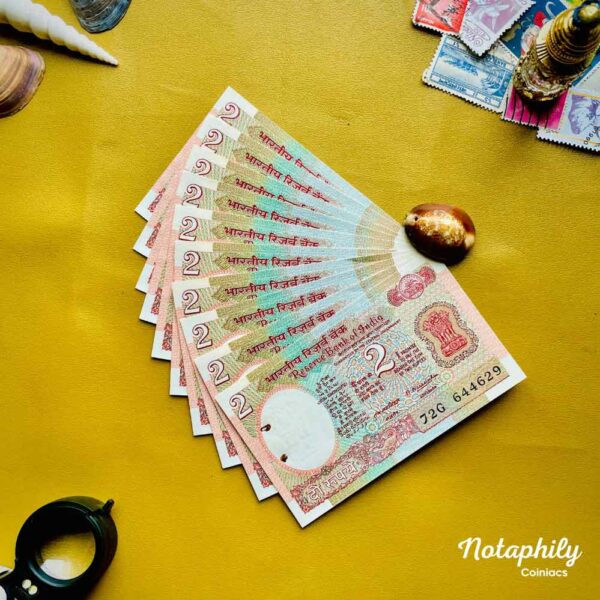 NOTAPHILY Rare Authentic Vintage Set of UNC 2 Rupees Satellite (10 Pieces SET), UNC. - Image 3