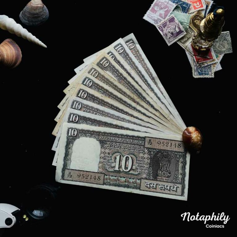 Notaphily NOTAPHILY Rare Authentic Vintage Set of 10 Rupees Black Boat (10 Pieces ...