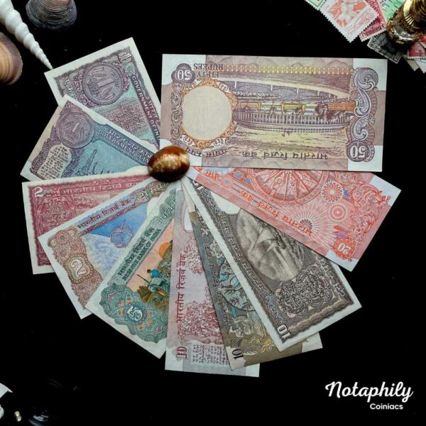 NOTAPHILY Rare Authentic Vintage Set of 1,2,5,10,20,50 Rupees (10 Pieces SET) in UNC Condition - Image 4