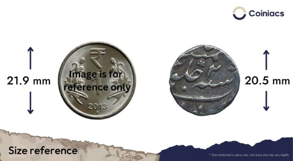 Scarce One Rupee Muhammad Shah (Reign 1719-1748 CE) RY 2 Murshidabad Mint Silver coin, Mughal Empire, Collectible. - Image 4